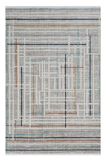 Kreasyon Halı HL005 Krem Polyester Yıkanabilir Kalın Pamuk Taban Dikdörtgen Makine Dokuma Salon Halısı 160x230 cm