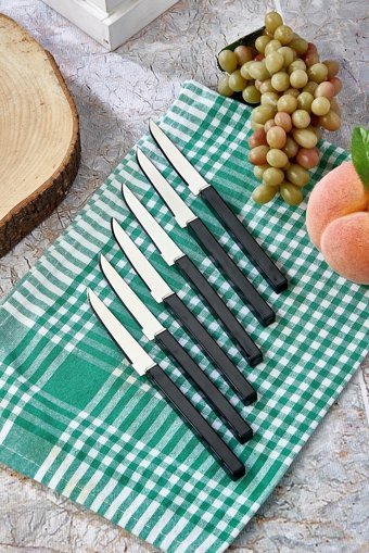Cooker Lüks Meyve Bıçağı Seti Siyah 6 Parça Bıçak Takımı Kare Saplı Meyve Bıçağı