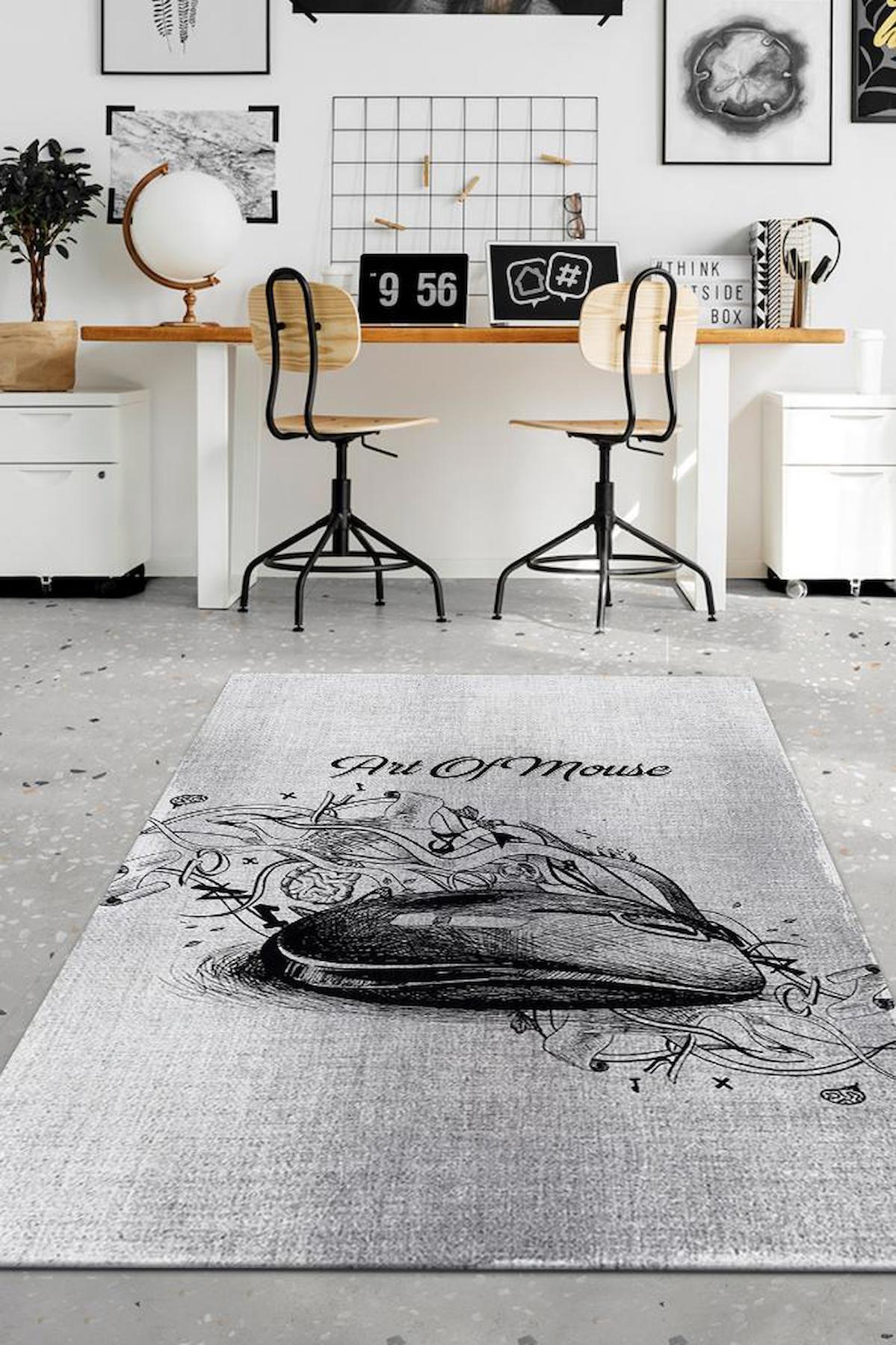 Homshtag Krem 4 mm Pamuk Antistatik Yıkanabilir İnce Kaymaz Dikdörtgen Makine Dokuma Çalışma Odası Halısı 120x180 cm