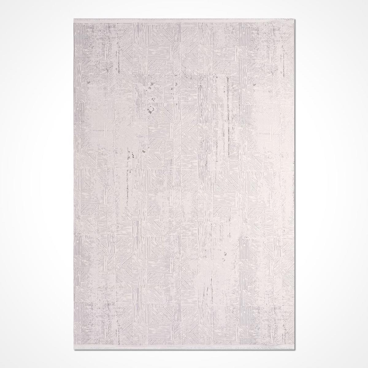 Crea Halı Silver 16550 Krem 6 mm Polyester Toz Tutmaz Yıkanabilir İnce Soyut Temalı Dikdörtgen Makine Dokuma Salon Halısı 160x230 cm