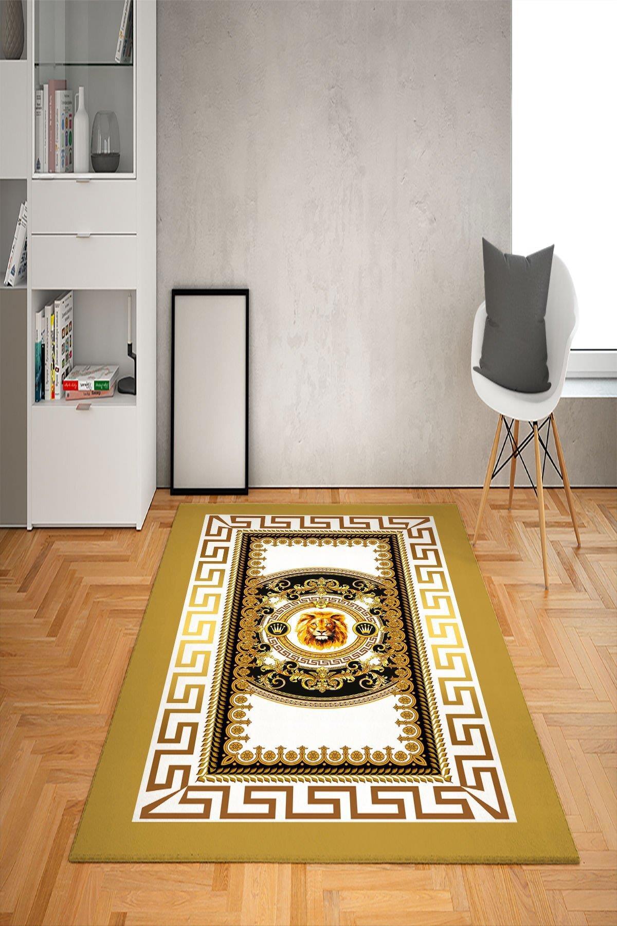 Doruklar Home Collection Krem 0.7 mm Polyester Antibakteriyel Yıkanabilir Kalın Kaymaz Taban Dikdörtgen Makine Dokuma Salon Halısı 80x150 cm