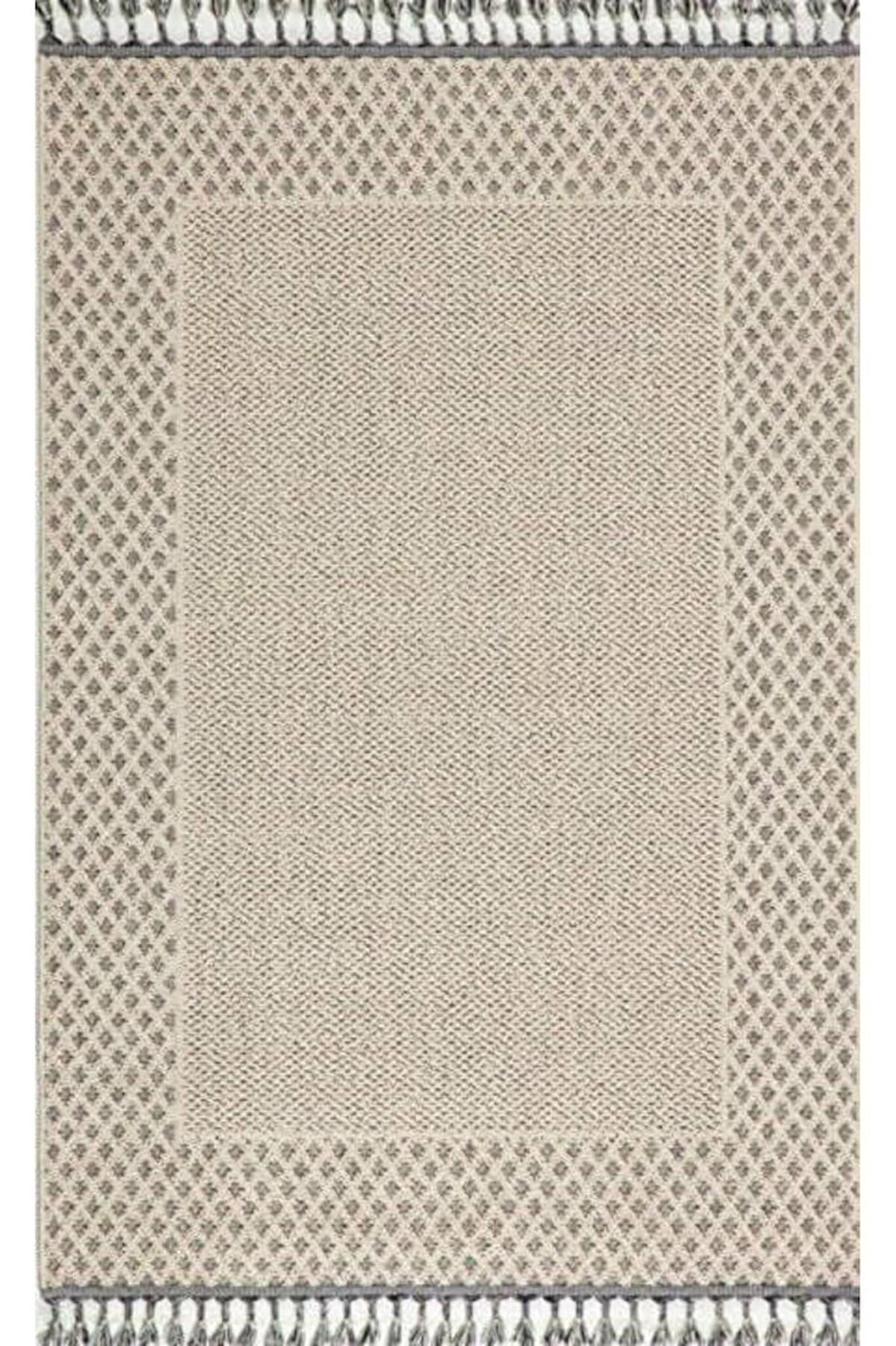 Gümüşsuyu Deco Delta 12491 Krem 6 mm Viskon Toz Tutmaz Yıkanabilir İnce Kaymaz Dikdörtgen Makine Dokuma Salon Halısı 180x180 cm