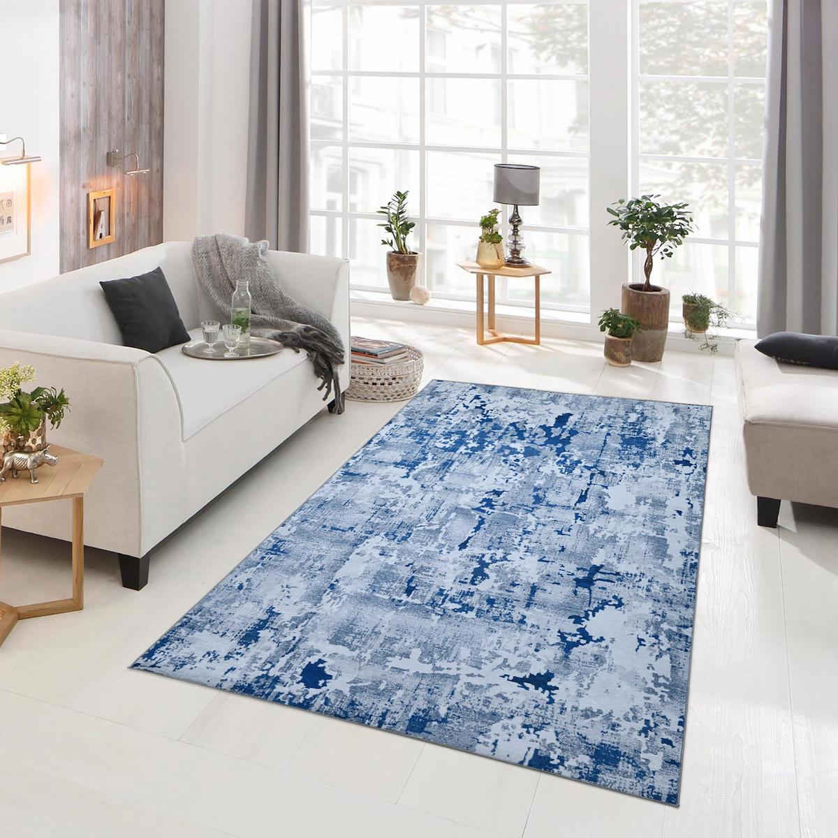 Giza Home 38421 Çok Renkli 0.8 mm İpek Yıkanabilir Orta Kaymaz Dot Taban Dikdörtgen Makine Dokuma Oturma Odası Halısı 160x230 cm