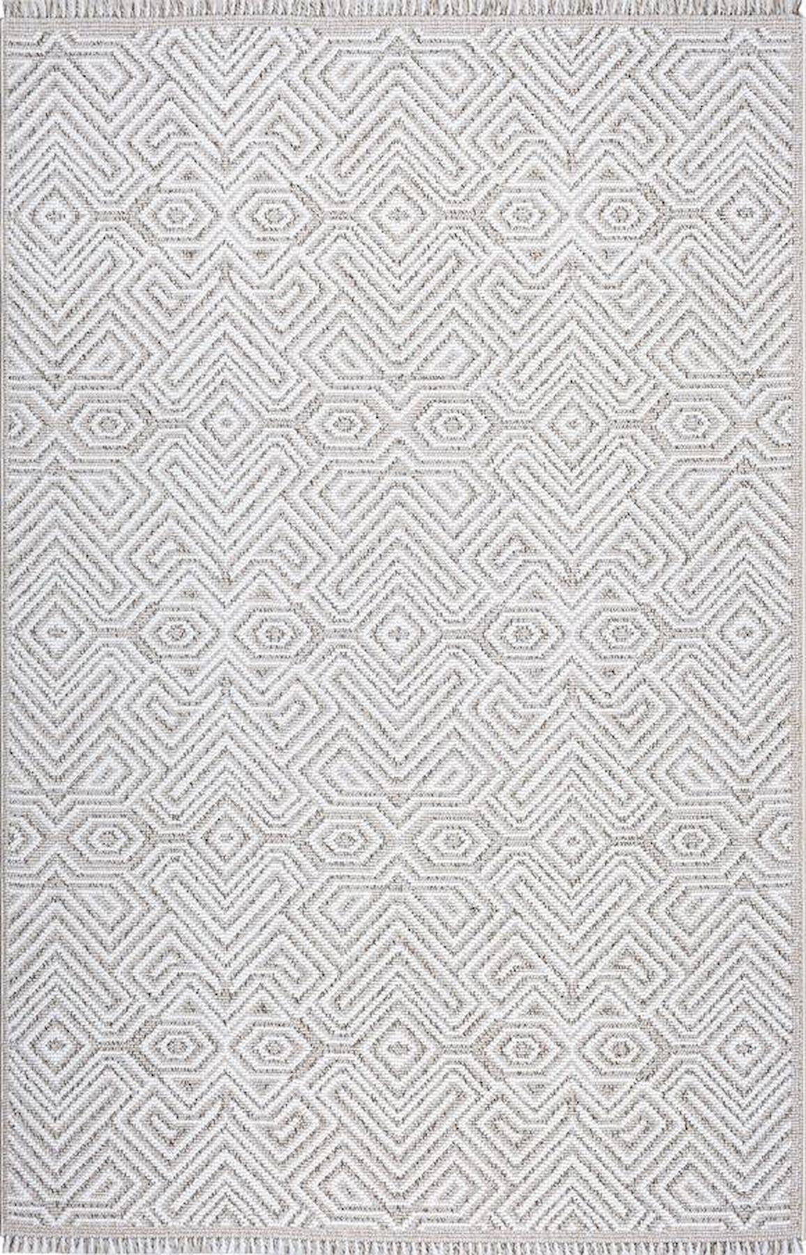 Sanat Halı Lora Plus 3747 Gri 7 mm Polyester Antibakteriyel Yıkanabilir Kalın Kaymaz Lateks Taban Dikdörtgen Makine Dokuma Salon Halısı 120x180 cm