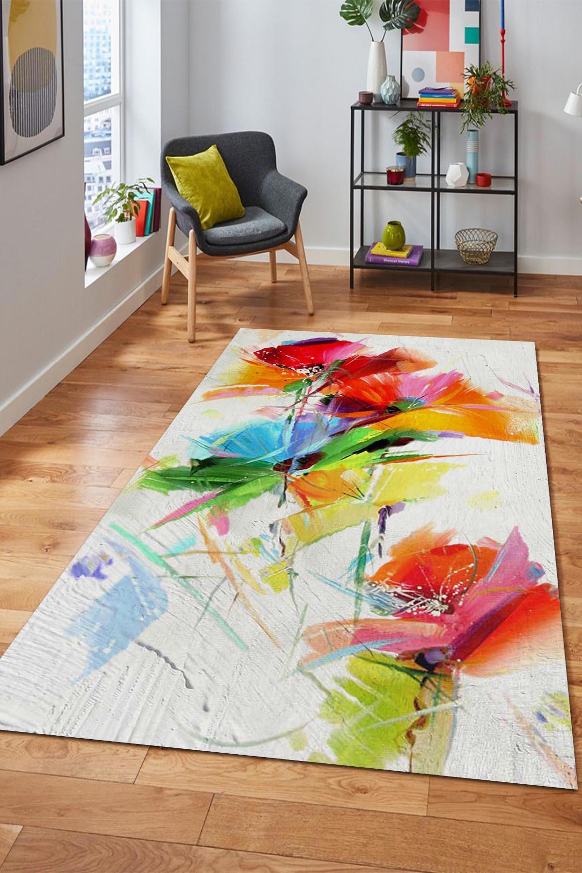 Aida Home Lorane Krem 0.5 mm Pamuk Antibakteriyel Yıkanabilir İnce Kaymaz Pamuk Taban Dikdörtgen Makine Dokuma Oturma Odası Halısı 100x500 cm