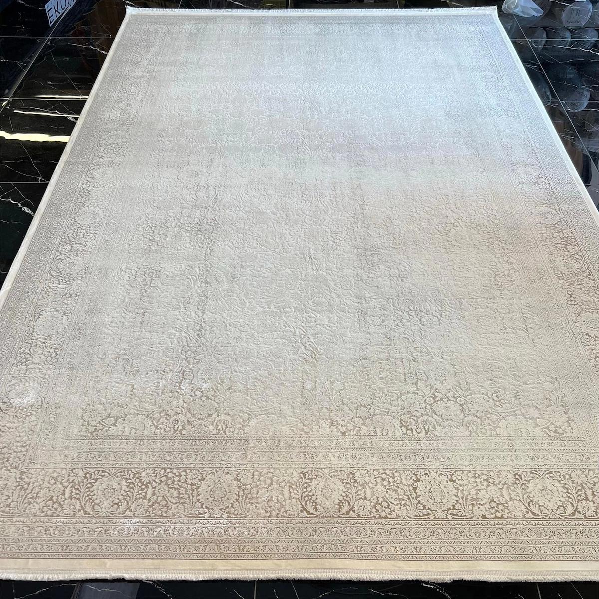 Sanat Halı Gusto 3729 Gri 7 mm Pamuk Antibakteriyel Yıkanabilir Kalın Kaymaz Lateks Taban Dikdörtgen Makine Dokuma Salon Halısı 100x150 cm