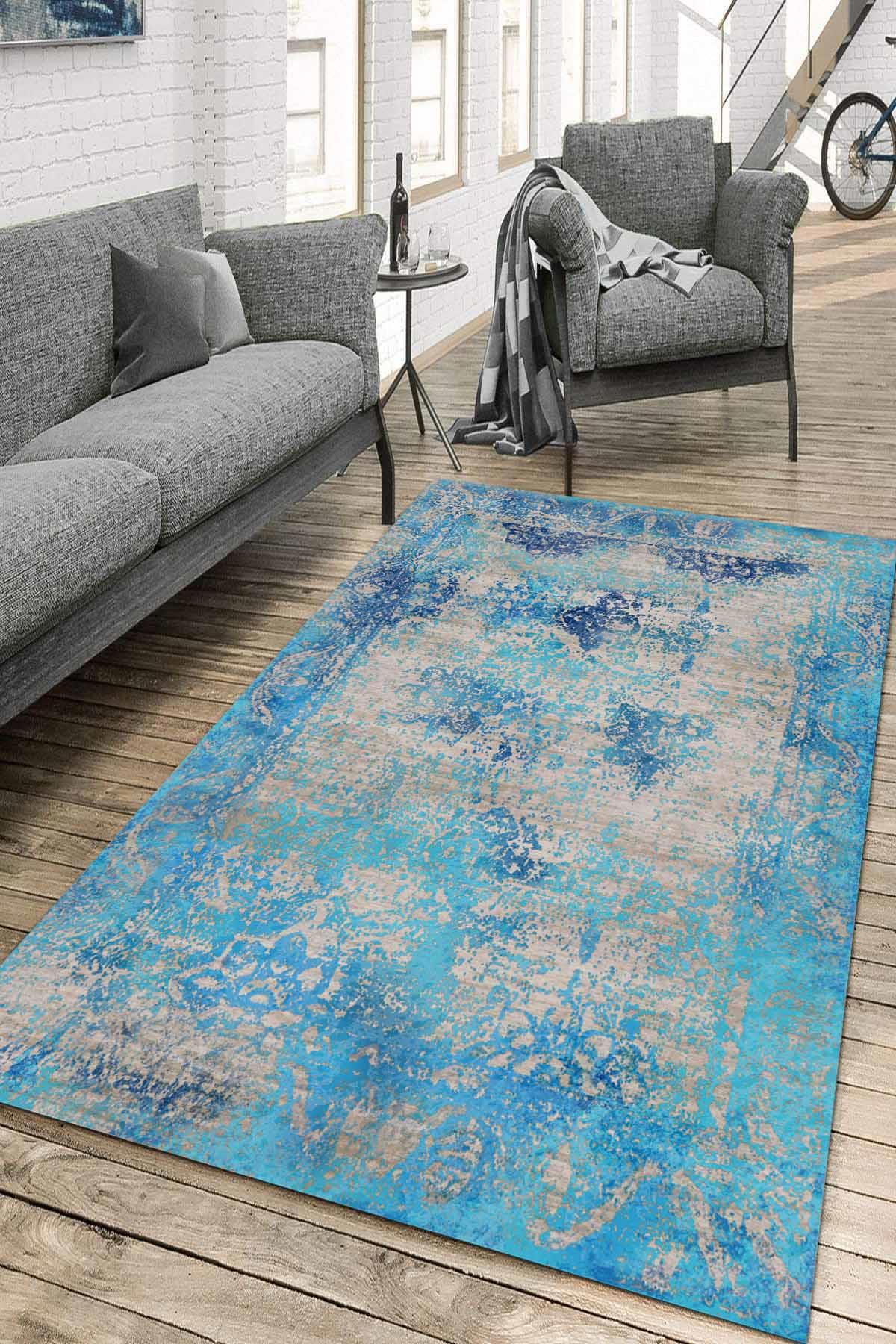 Aida Home Belissa Krem 0.5 mm Pamuk Antibakteriyel Yıkanabilir İnce Kaymaz Şönil Taban Dikdörtgen Makine Dokuma Salon Halısı 80x200 cm