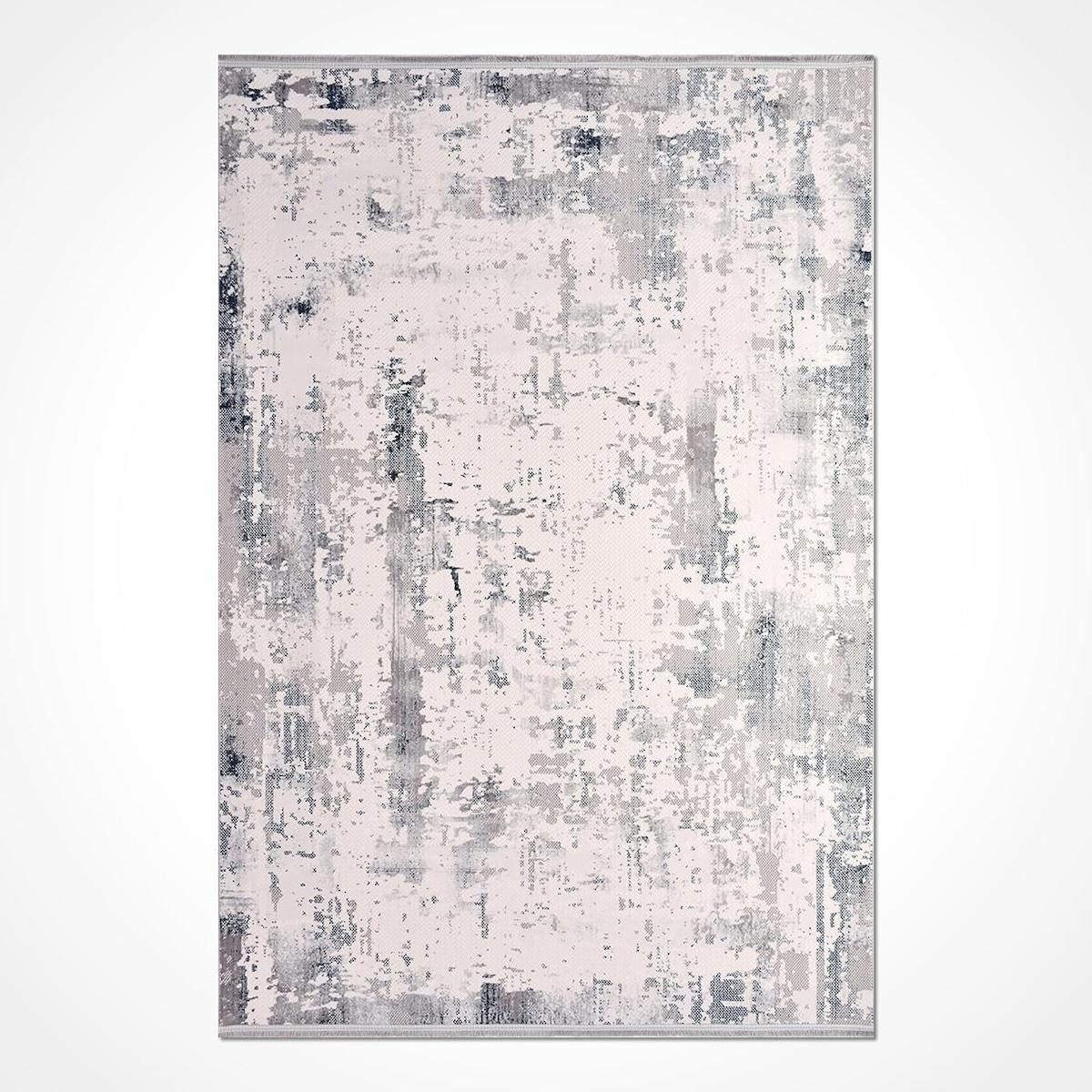 Crea Halı Silver 16554 Krem 6 mm Polyester Toz Tutmaz Yıkanabilir İnce Soyut Temalı Dikdörtgen Makine Dokuma Salon Halısı 160x230 cm