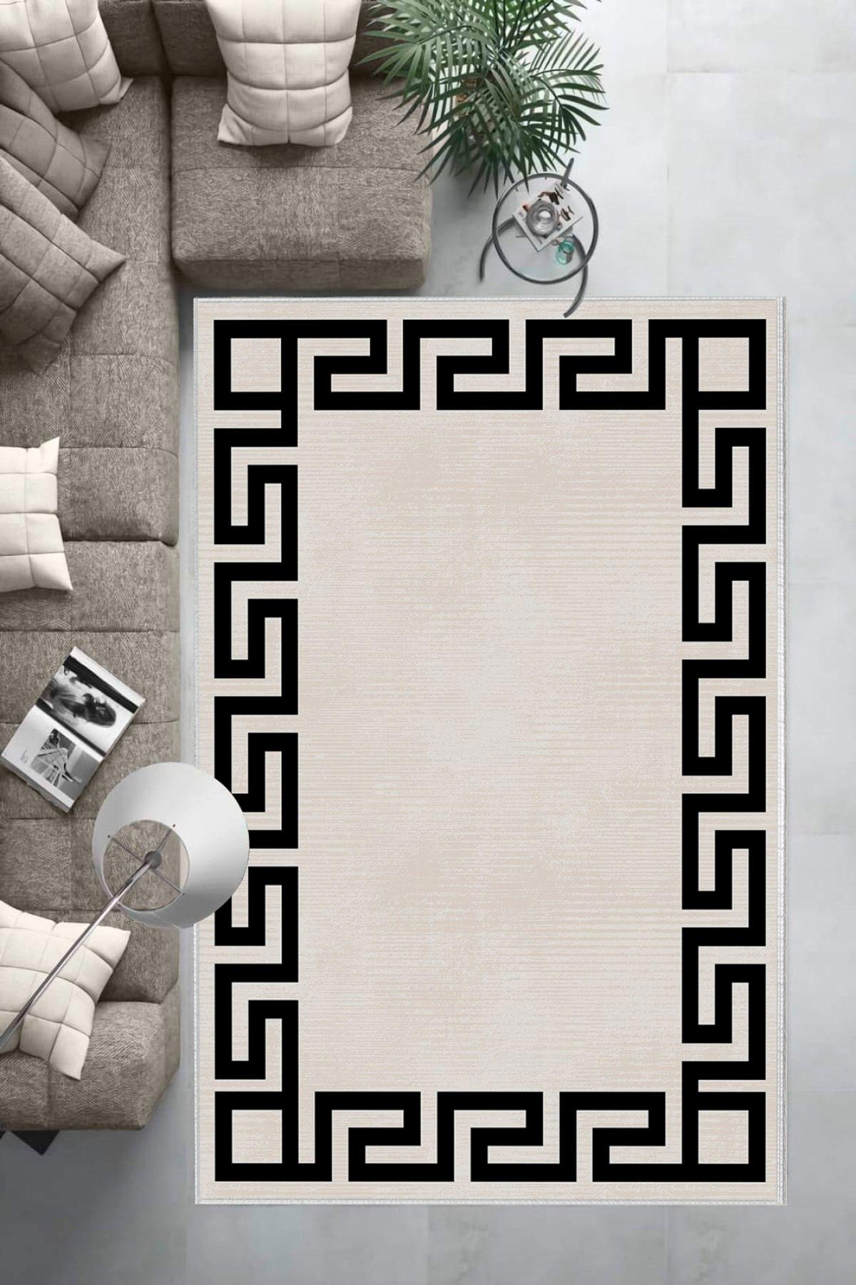 Aldora B1238 Gri 9 mm Deri Leke tutmaz Yıkanabilir İnce Kaymaz Deri Taban Dikdörtgen Makine Dokuma Salon Halısı 120x180 cm