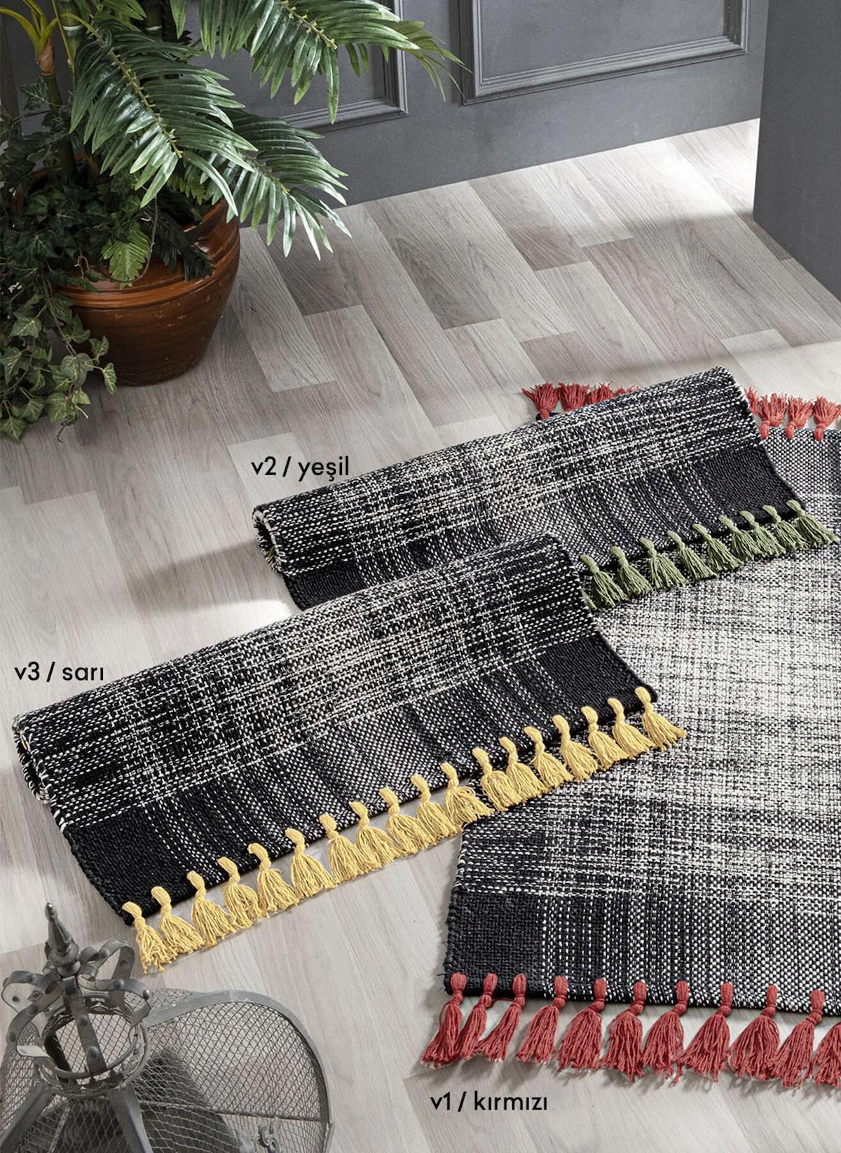 Sarev Jina Sarı 1 mm Polyester Antibakteriyel Yıkanabilir İnce Dikdörtgen Makine Dokuma Banyo Halısı 120x120 cm