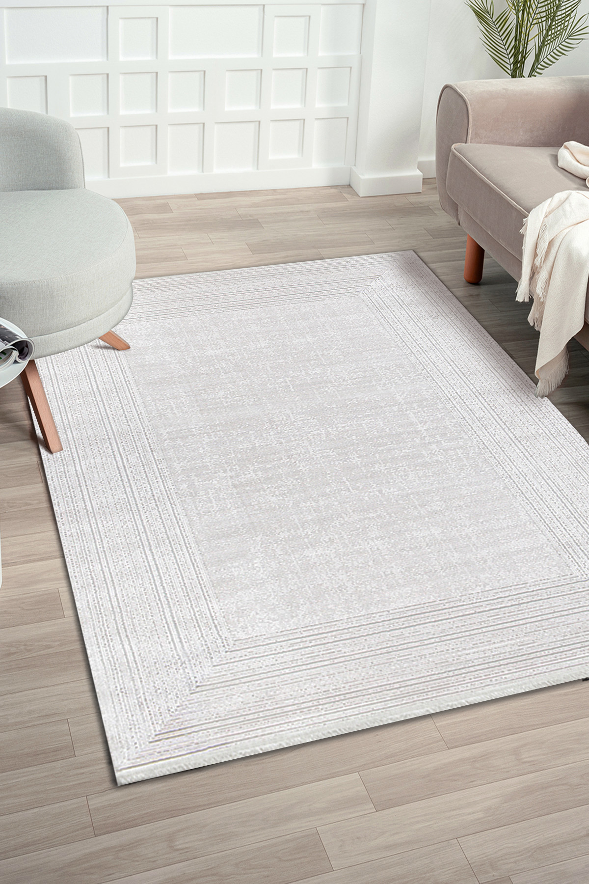 Konfor Halı Mirissa 9407 Krem 10 mm Akrilik Yıkanabilir Kalın Dot Taban Dikdörtgen Makine Dokuma Salon Halısı 80x150 cm