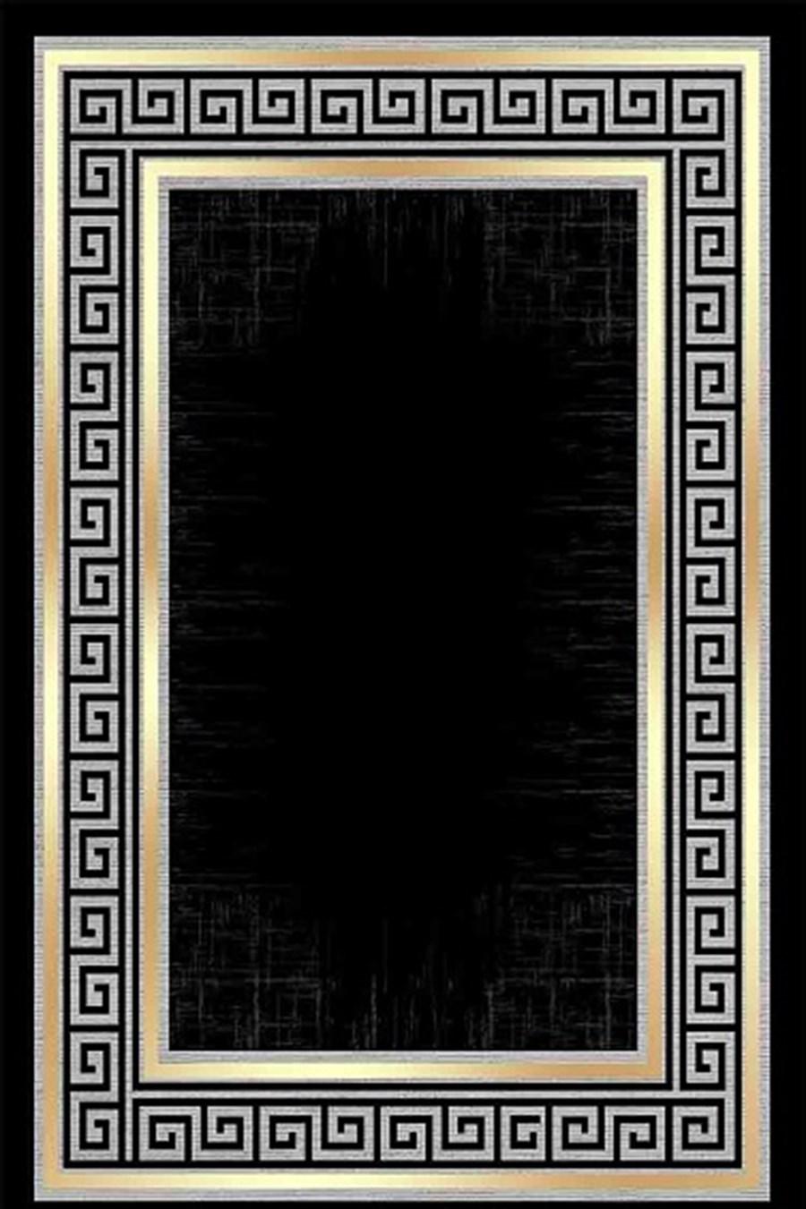 Kreasyon Halı Pandora 2723 Siyah 5 mm Polyester Yıkanabilir Kalın Kaymaz Pamuk Taban Dikdörtgen Makine Dokuma Salon Halısı 180x180 cm