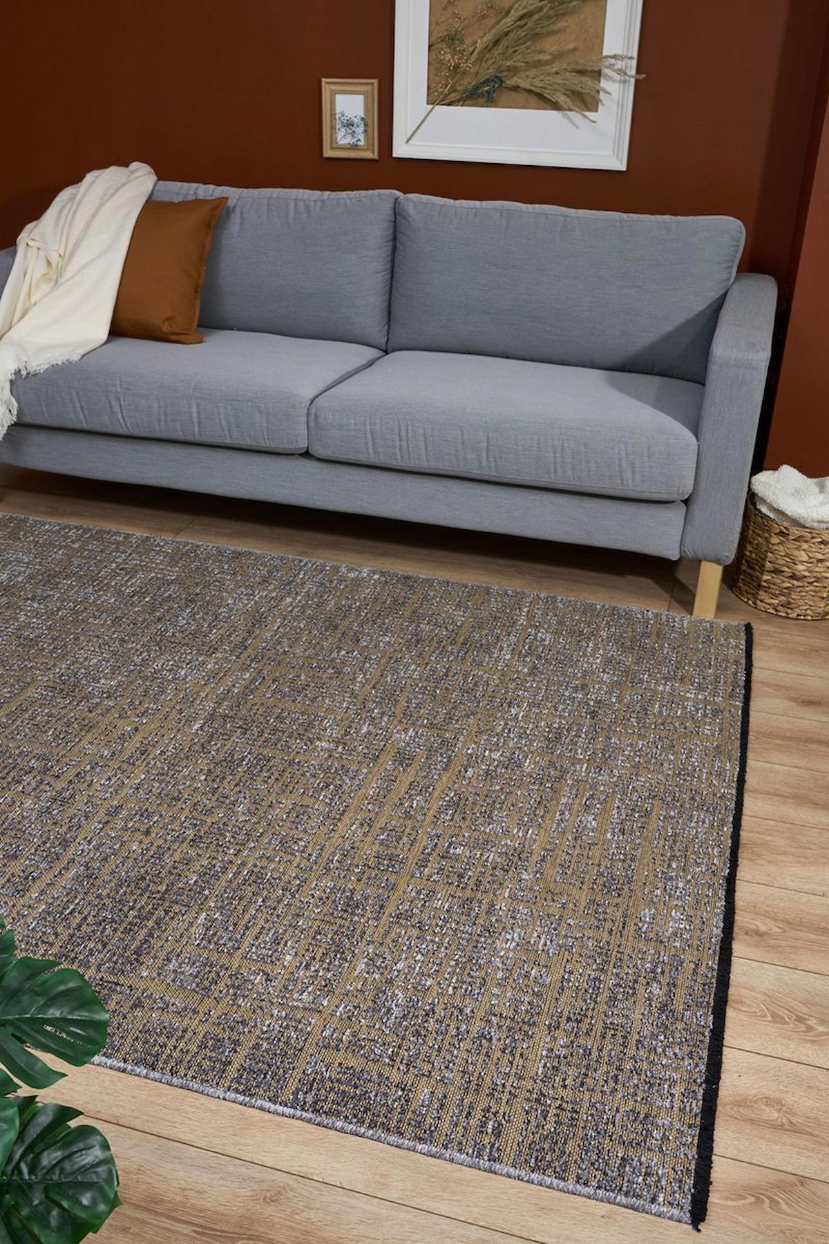 Apex Gloria 4013 Krem Viskon Yıkanabilir İnce Kaymaz Dikdörtgen Makine Dokuma Salon Halısı 80x150 cm