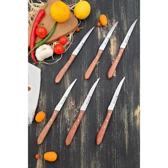 Castle Steak - Biftek Bıçak Seti 6 Parça Gül Dalı Sap Paslanmaz Çelik