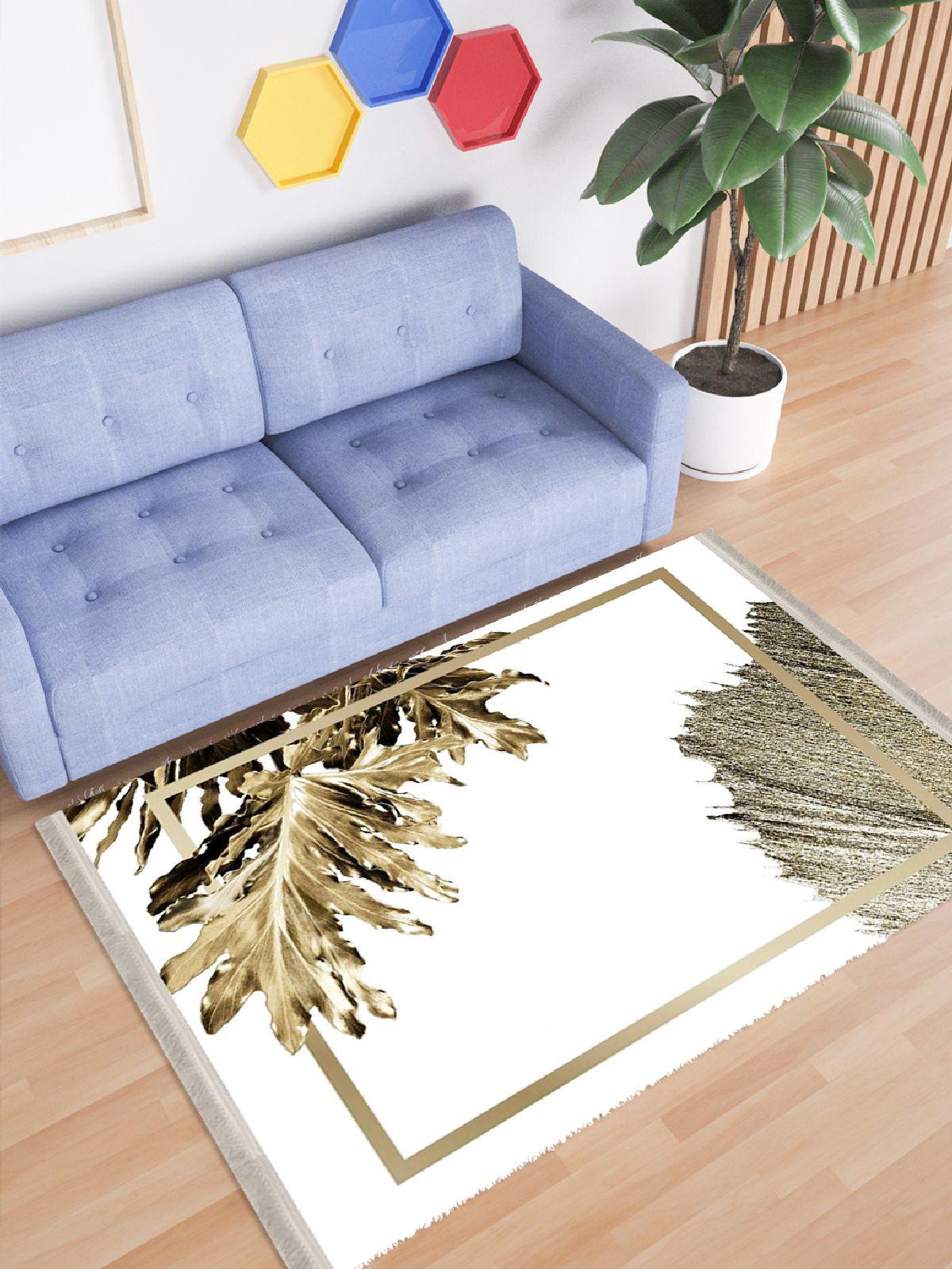 Enbe Collection E-FL2001E Krem 5 mm Pamuk Antibakteriyel Yıkanabilir Orta Kaymaz Dot Taban Dikdörtgen Makine Dokuma Oturma Odası Halısı 75x150 cm
