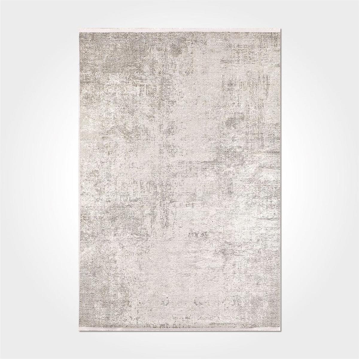 Crea Halı 2106PC Gri Pamuk-Polyester Yıkanabilir İnce Kaymaz Dikdörtgen Makine Dokuma Salon Halısı 100x150 cm