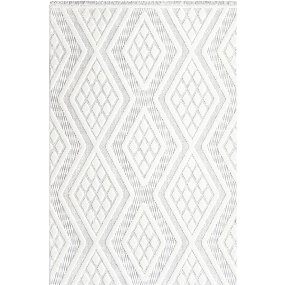İpek Mekik Halı Almond 11407 Krem 10 mm Polyester Toz Tutmaz Yıkanabilir Orta Kaymaz Jüt Taban Geometrik Dikdörtgen Makine Dokuma Antre-Çocuk Odası-Salon-Yatak Odası Halısı 140x140 cm