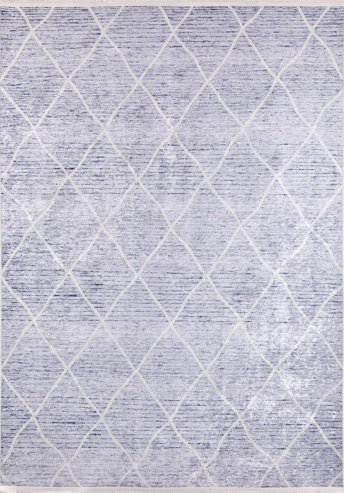 Halı Atölyesi Mavi 5 mm Pamuk Yıkanabilir İnce Kaymaz Taban Dikdörtgen Makine Dokuma Salon Halısı 80x200 cm