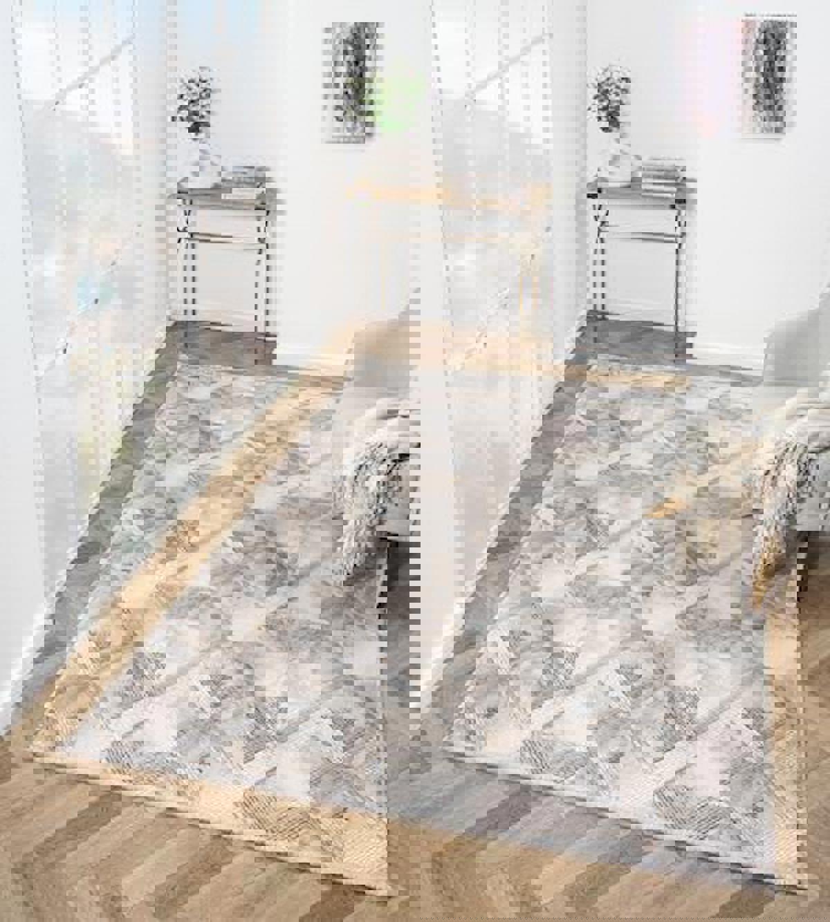 Çam Halı London LY007B Vizon 6 mm Polyester Silinebilir Yıkanabilir Orta Dikdörtgen Makine Dokuma Salon Halısı 180x180 cm