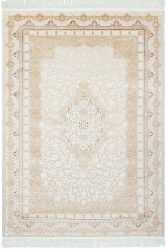 La Boutique Nilüfer NF07 Krem 7 mm Viskon Toz tutmaz Yıkanabilir İnce Kaymaz Dikdörtgen Makine Dokuma Salon Halısı 100x200 cm