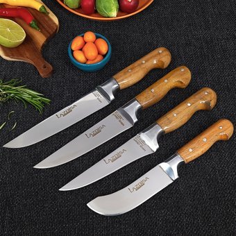 Lazbisa Hand Craft 4 Parça Mutfak Bıçak Seti Et Ekmek Sebze Meyve Bıçak ( No: 1-2-Yüzme-Sıyırma )