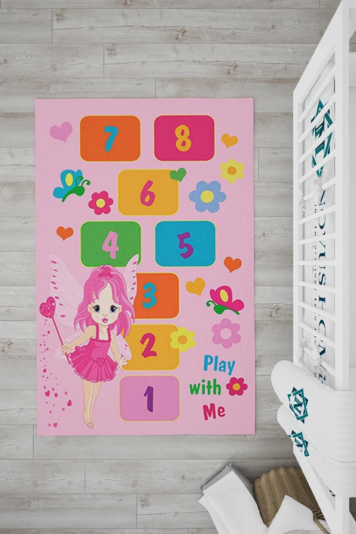 Novus Home Punto Serisi Pembe 7 mm Polyester Antibakteriyel-Toz Tutmaz-Yalıtıma Yardımcı Yıkanabilir İnce Kaymaz Taban Yuvarlak Makine Dokuma Çocuk Odası Halısı 80x150 cm