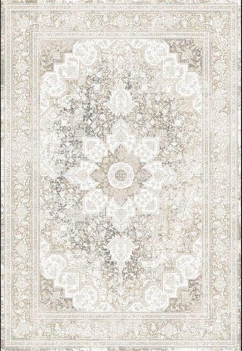 Elexsus Olimpos 3760 Krem 8 mm Viskon Silinebilir Yıkanabilir Orta Kaymaz Dikdörtgen Makine Dokuma Oturma Odası-Salon Halısı 80x300 cm