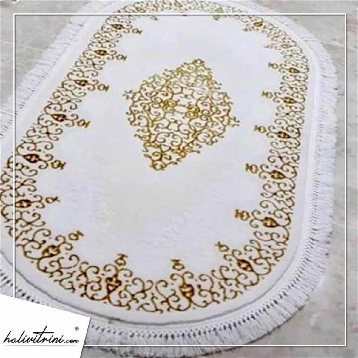Dinarsu Gold GD001 Krem 12 mm Akrilik Silinebilir Yıkanabilir Orta Kaymaz Dikdörtgen Makine Dokuma Oturma Odası Halısı 140x200 cm