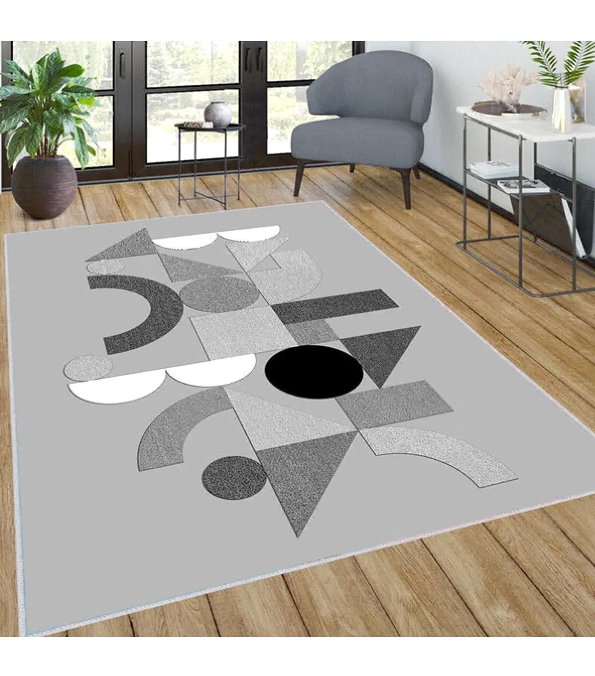 Rovigo Home RVG0029-SD927 Çok Renkli 8 mm Polyester Yıkanabilir Orta Kaymaz Dot Taban Dikdörtgen Makine Dokuma Salon Halısı 200x300 cm
