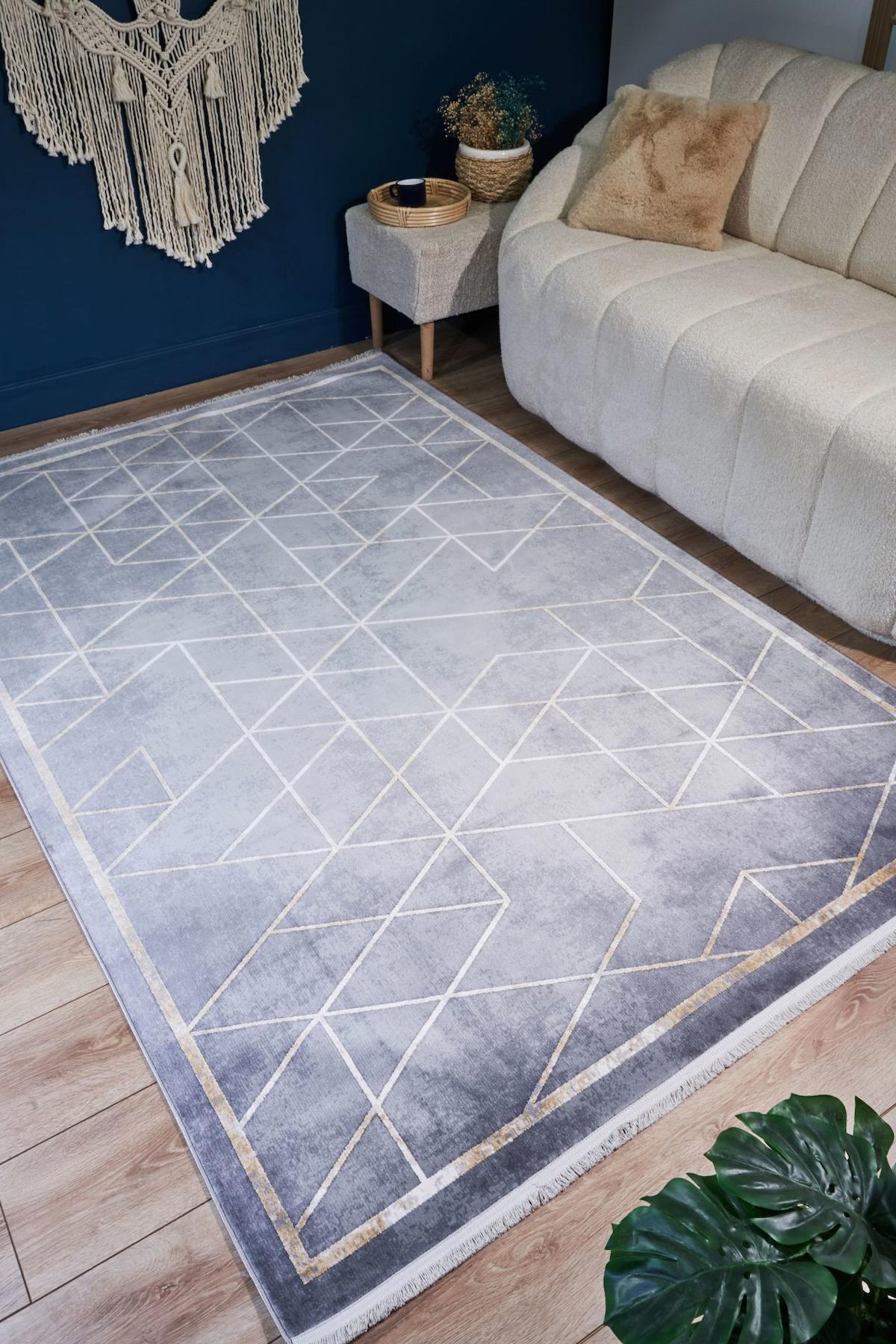 Apex Serenity 7841 Çok Renkli Pamuk Yıkanabilir İnce Kaymaz Jüt Taban Dikdörtgen Makine Dokuma Salon Halısı 80x200 cm