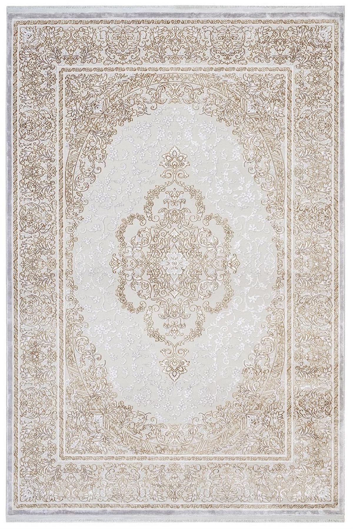 Artemis Halı Dream 9706D Bej-Krem 6 mm Akrilik Yıkanabilir İnce Kaymaz Jüt Taban Dikdörtgen Makine Dokuma Salon Halısı 80x150 cm