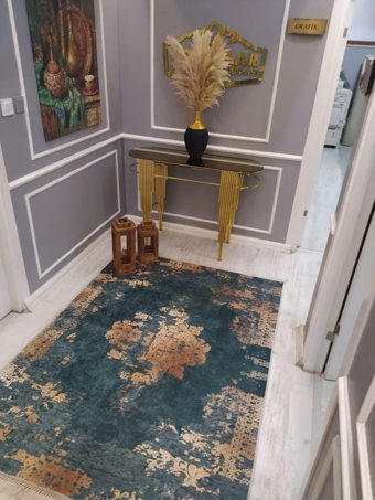 Doruklar Home Collection Krem 0.8 mm Mikropolyester Silinebilir Yıkanabilir İnce Kaymaz Dot Taban Dikdörtgen Makine Dokuma Salon Halısı 200x290 cm