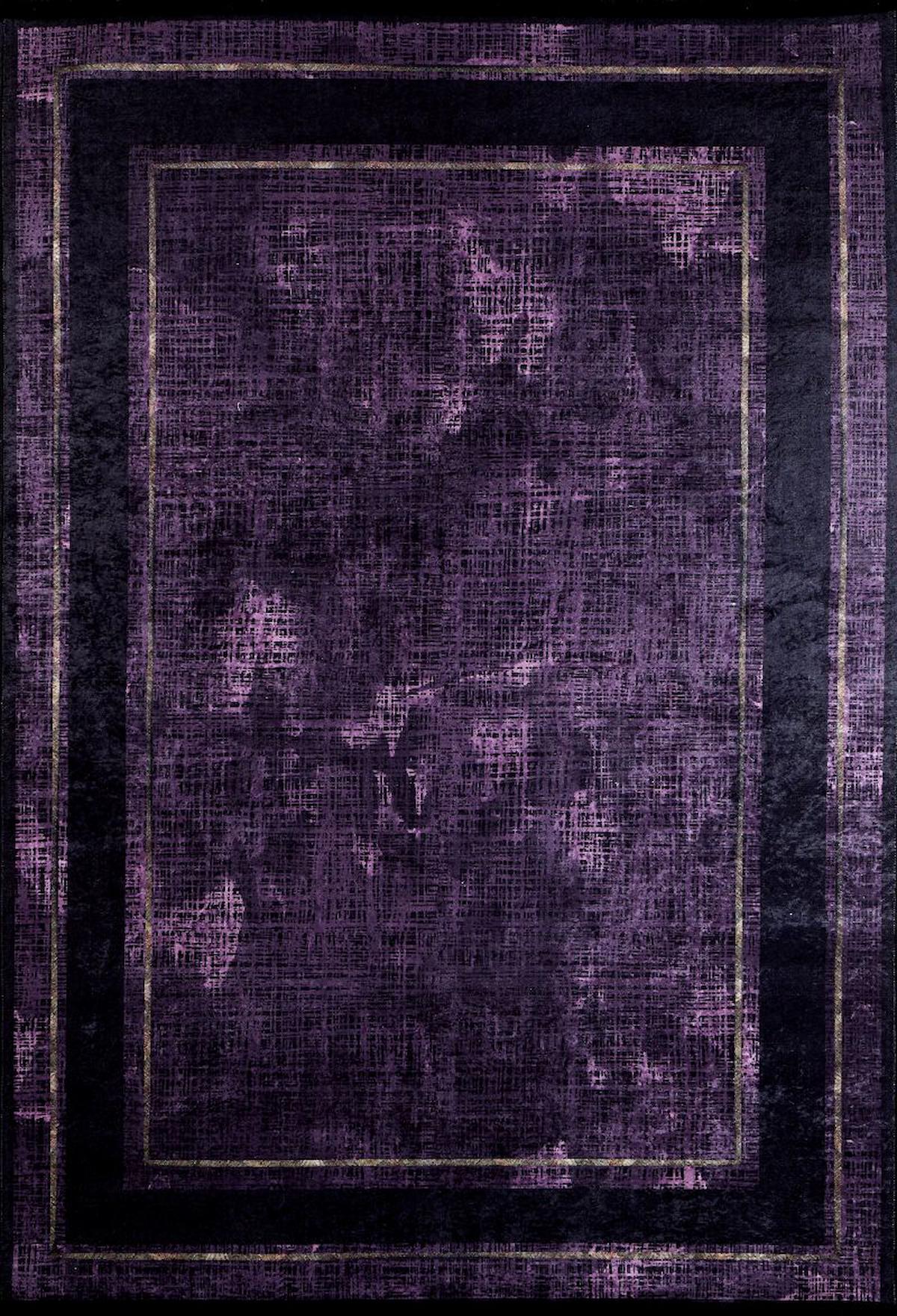 Halı Atölyesi HA111 Mor 5 mm Pamuk Yıkanabilir İnce Kaymaz Taban Dikdörtgen Makine Dokuma Salon Halısı 80x150 cm