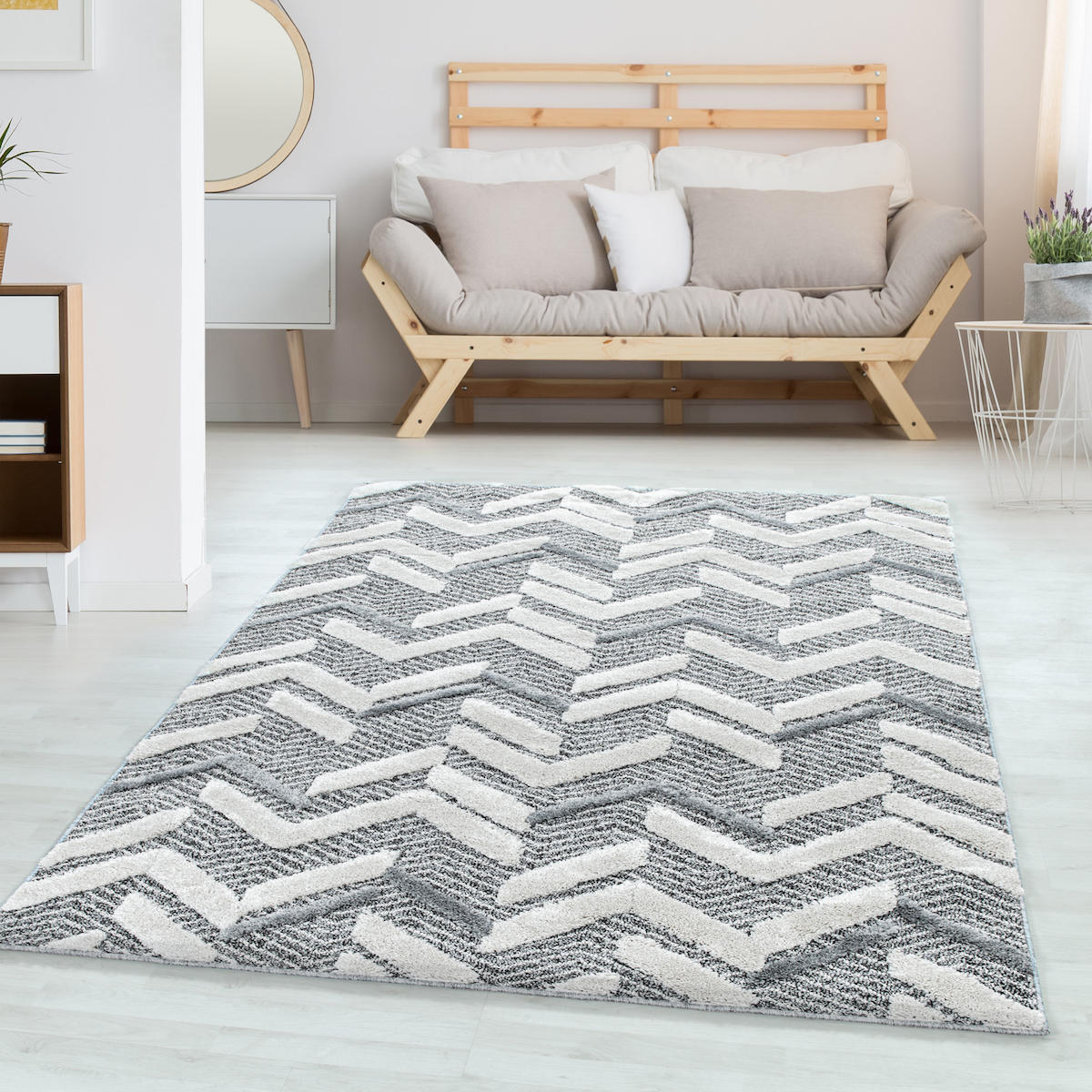 Wide Shop Gri 18 mm Polipropilen Yıkanabilir İnce Kaymaz Jüt Taban Dikdörtgen Makine Dokuma Salon Halısı 160x300 cm