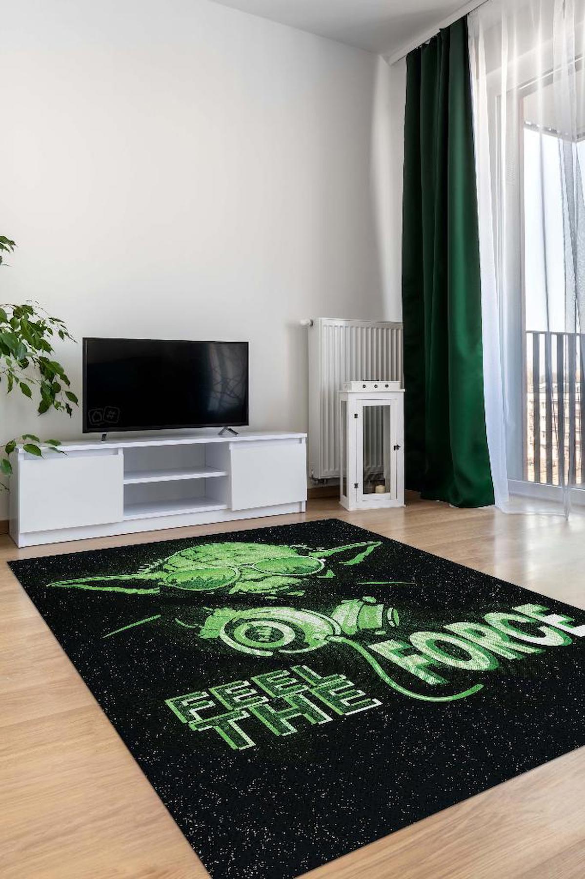 Homshtag Star Wars Çok Renkli 4 mm Pamuk Antistatik Yıkanabilir İnce Kaymaz Dikdörtgen Makine Dokuma Genç Odası Halısı 120x200 cm