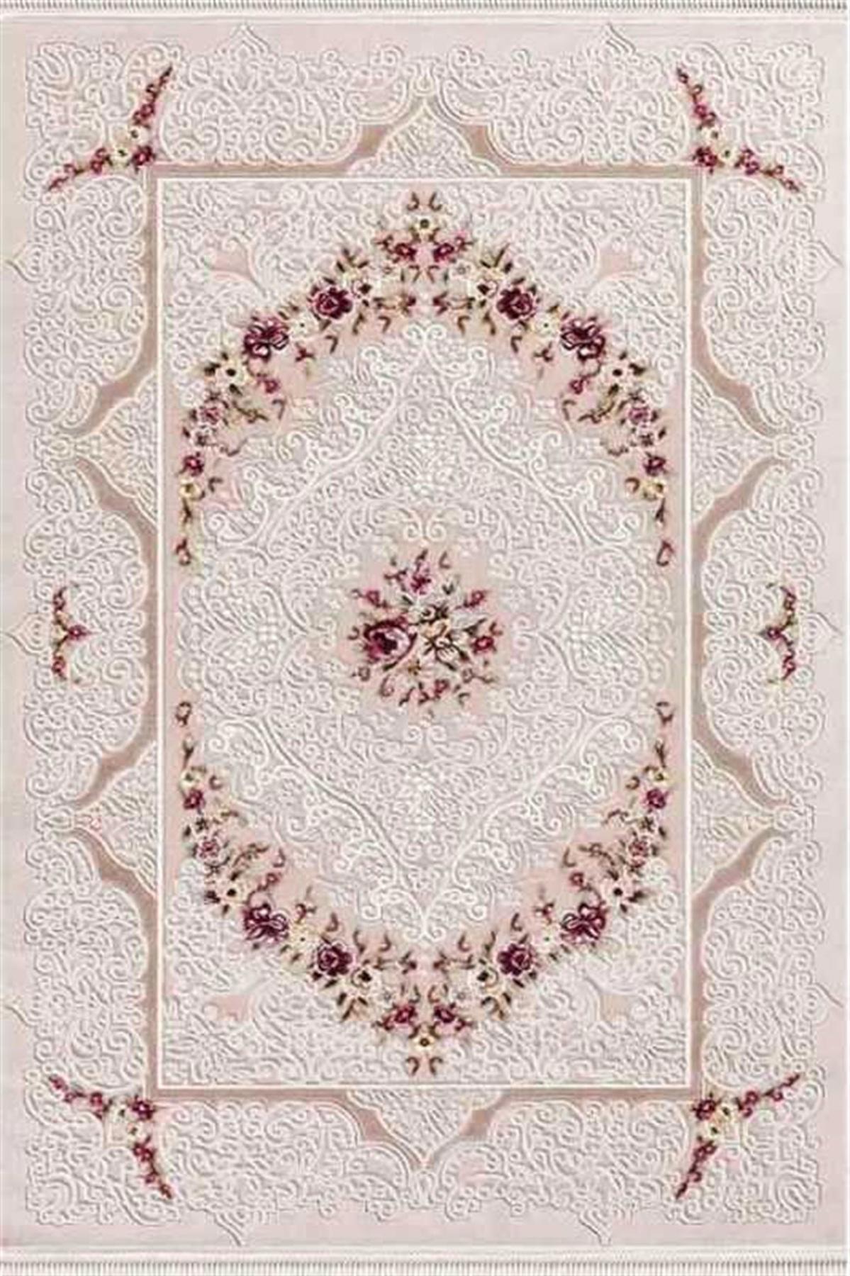 Dinarsu Didem 15849 Krem 11 mm Akrilik Silinebilir Yıkanabilir Orta Kaymaz Dikdörtgen Makine Dokuma Oturma Odası Halısı 80x150 cm