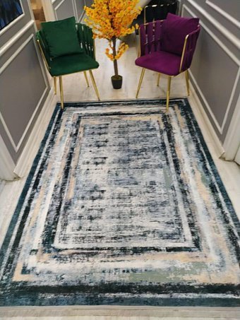 Doruklar Home Collection Çok Renkli 0.8 mm Mikropolyester Antibakteriyel Yıkanabilir İnce Kaymaz Taban Dikdörtgen Makine Dokuma Salon Halısı 100x350 cm