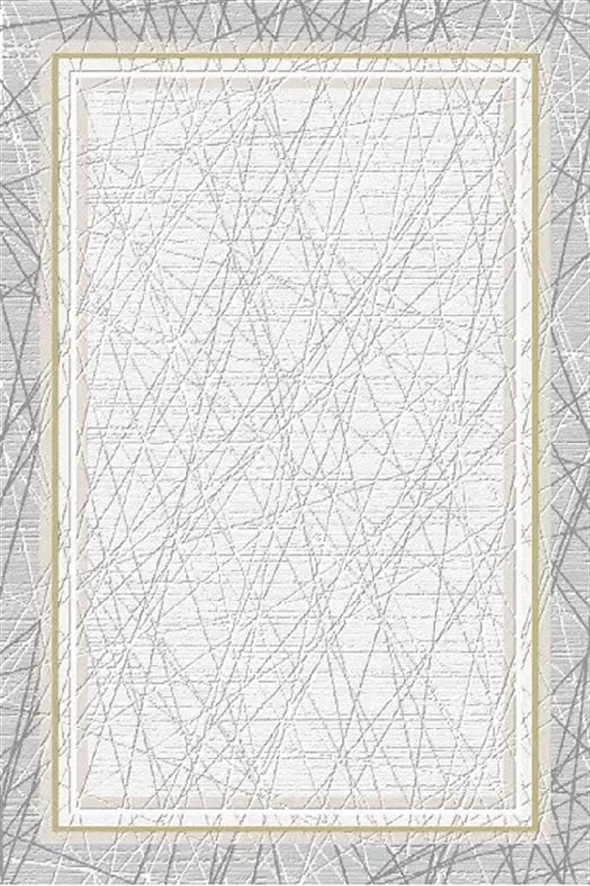Kreasyon Halı Universal A0302 Gri 8 mm Akrilik Yıkanabilir Kalın Kaymaz Pamuk Taban Dikdörtgen Makine Dokuma Salon Halısı 80x120 cm