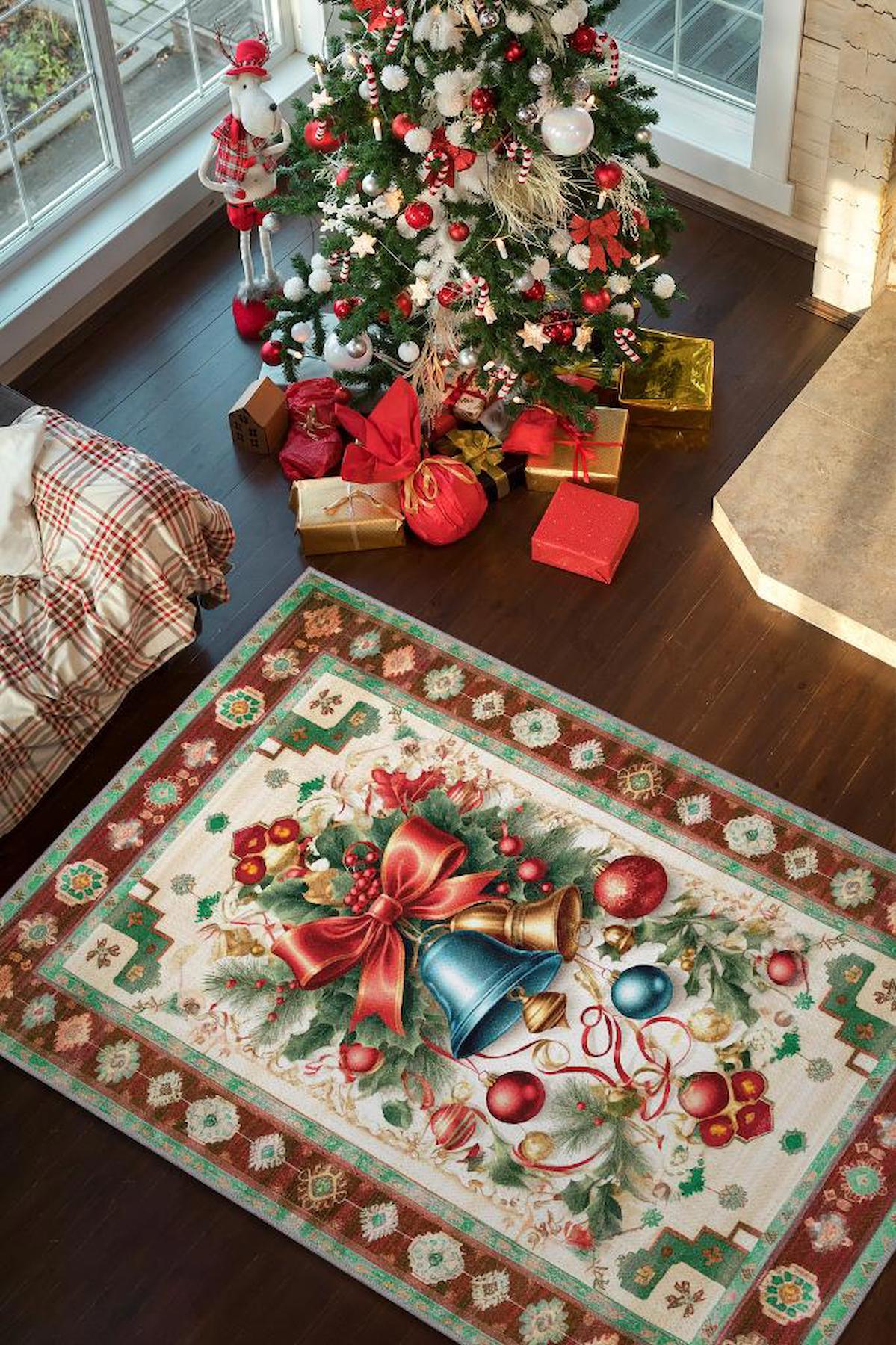 Homshtag Yeni Yıl Çok Renkli 4 mm Pamuk Antistatik Yıkanabilir İnce Kaymaz Dikdörtgen Makine Dokuma Salon Halısı 100x200 cm