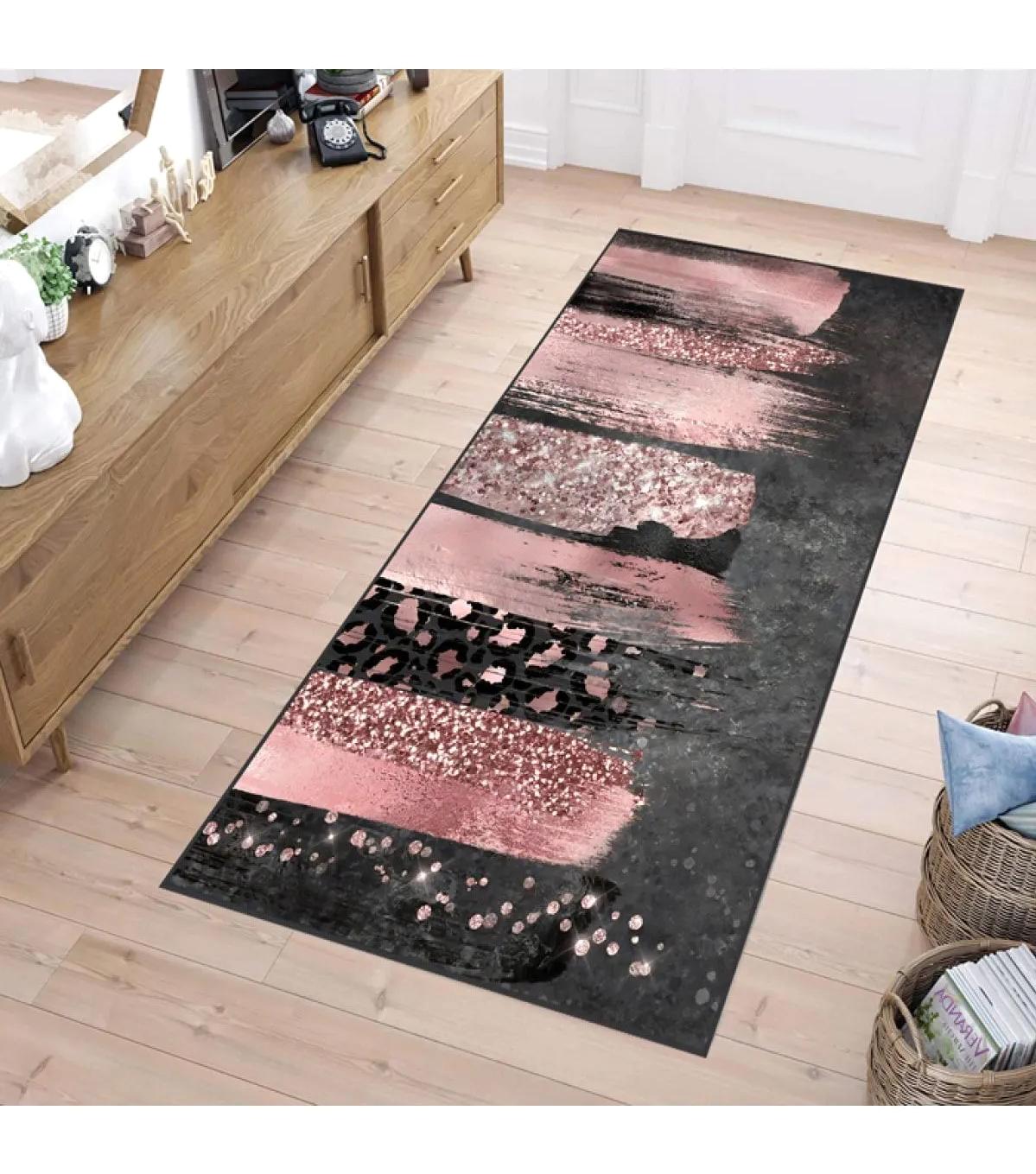 Rovigo Home RVG0240 Gri 8 mm Polyester Leke Tutmaz-Toz Tutmaz Yıkanabilir İnce Kaymaz Dot Taban Dikdörtgen Makine Dokuma Salon Halısı 50x80 cm