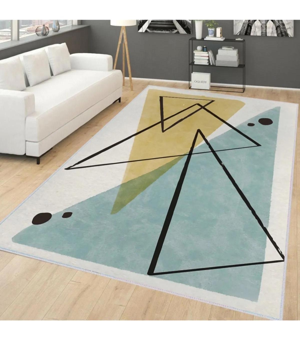 Rovigo Home RVG1740 Çok Renkli 8 mm Polyester Antibakteriyel-Leke Tutmaz-Toz Tutmaz Yıkanabilir İnce Kaymaz Dot Taban Dikdörtgen Makine Dokuma Salon Halısı 100x500 cm