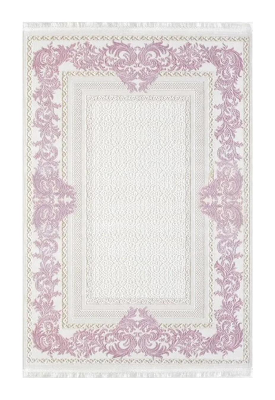 Royal Halı Topkapı G554C Krem - Mor 12 mm Akrilik Toz Tutmaz Yıkanabilir Kalın Kaymaz Lateks Taban Dikdörtgen Makine Dokuma Salon Halısı 80x500 cm