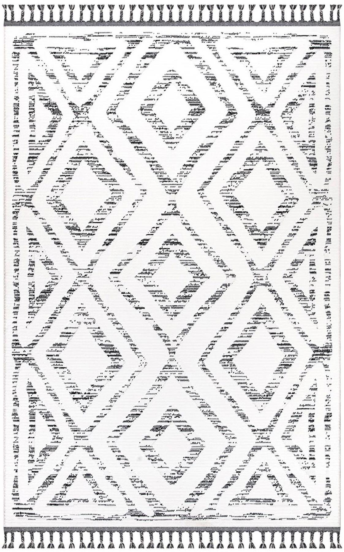 İpek Mekik Halı Lupin 18559 Krem 10 mm Polyester Yıkanabilir Orta Kaymaz Pamuk Taban Geometrik Dikdörtgen Antre-Çocuk Odası-Salon-Yatak Odası Halısı 180x180 cm