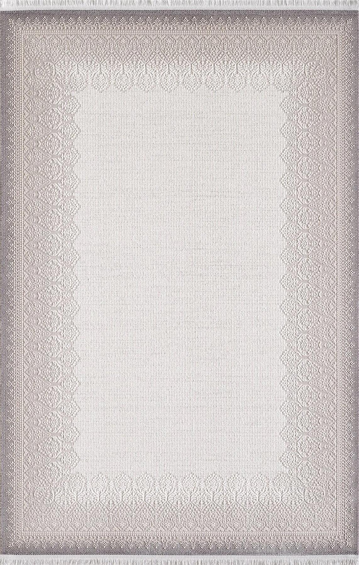 Artemis Halı 02435A Krem Akrilik Yıkanabilir İnce Kaymaz Jüt Taban Dikdörtgen Makine Dokuma Salon Halısı 80x300 cm