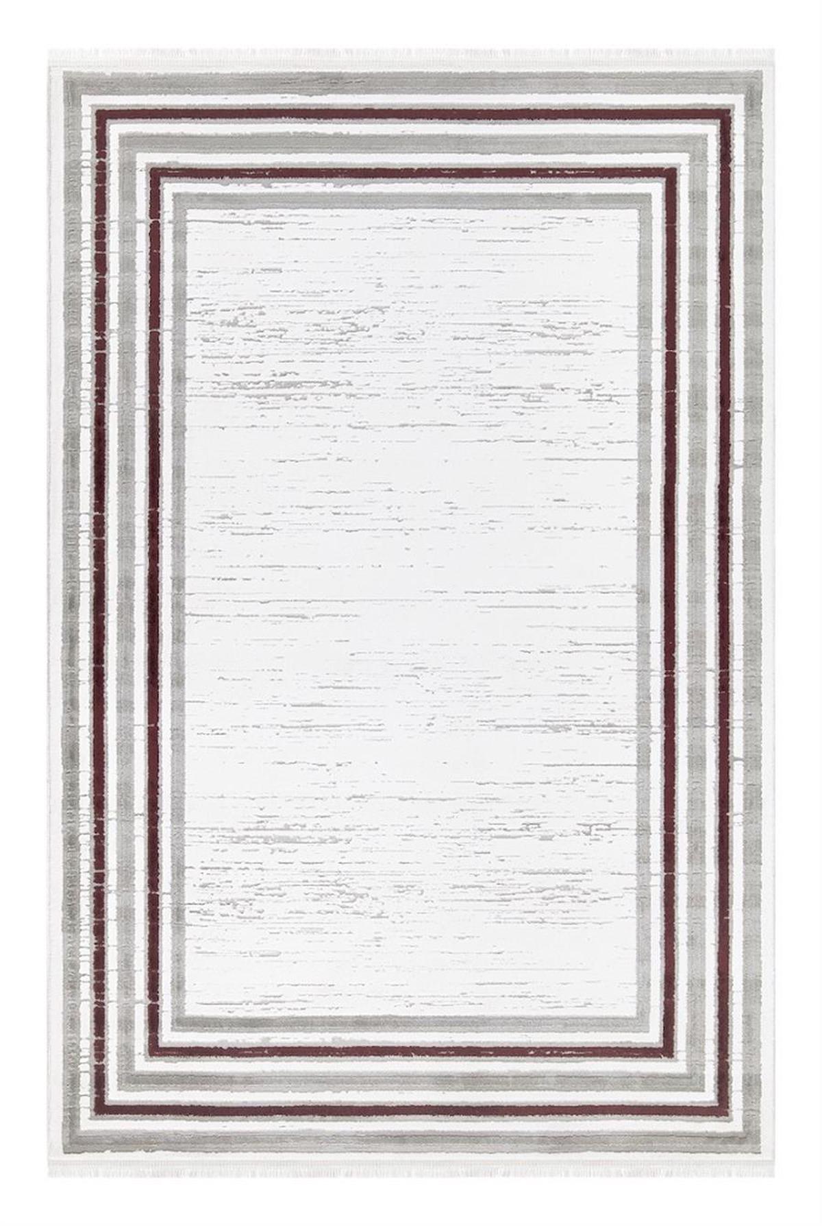 İpek Mekik Halı Gaspara 14852 Bordo 11 mm Akrilik Yıkanabilir Orta Kaymaz Pamuk Taban Dikdörtgen Makine Dokuma Antre-Çocuk Odası-Salon-Yatak Odası Halısı 80x150 cm
