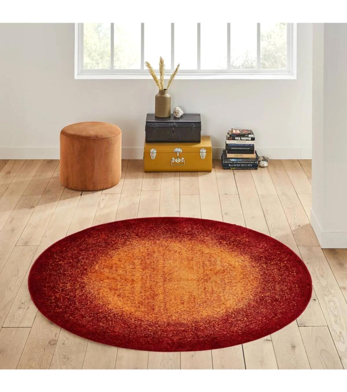 Rovigo Home RVG7051 Çok Renkli 8 mm Polyester Antibakteriyel-Leke Tutmaz-Toz Tutmaz Yıkanabilir İnce Kaymaz Dot Taban Yuvarlak Makine Dokuma Salon Halısı 140x200 cm