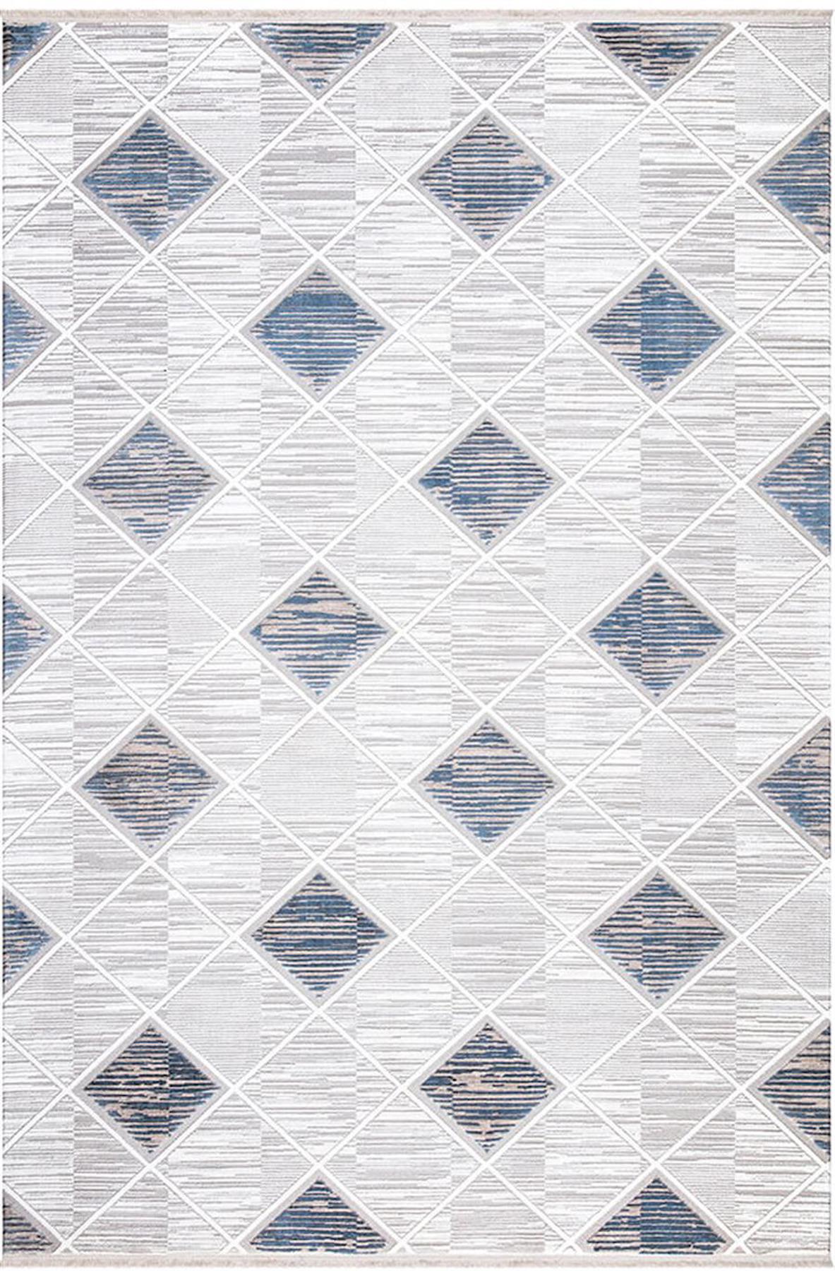 İpek Mekik Halı Gordion 16109 Gri 8 mm Polyester Toz Tutmaz Yıkanabilir Orta Kaymaz Pamuk Taban Geometrik Dikdörtgen Makine Dokuma Antre-Çocuk Odası-Salon-Yatak Odası Halısı 80x140 cm
