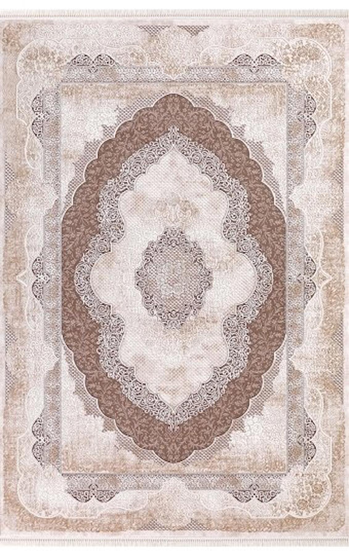 Padişah Santo 31882 Krem 10 mm Akrilik Yıkanabilir İnce Dikdörtgen Makine Dokuma Salon Halısı 80x140 cm