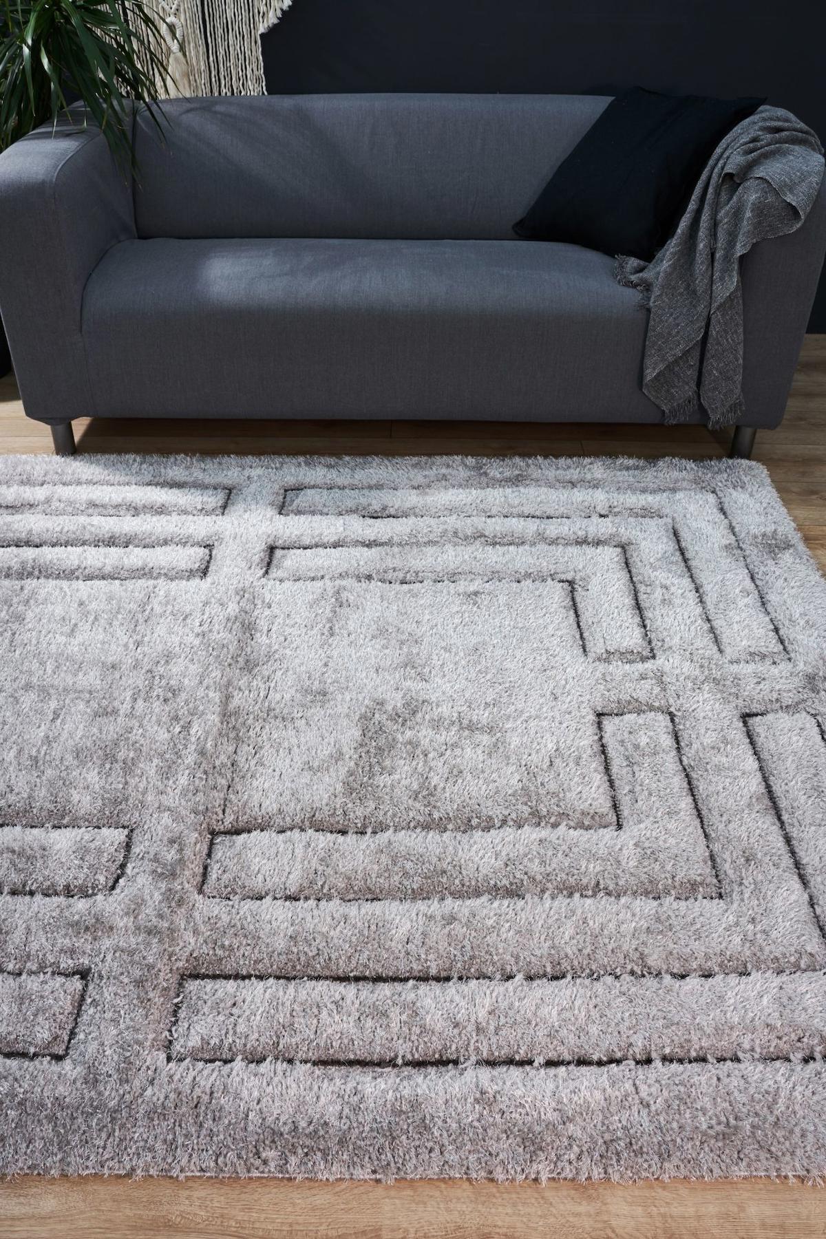 Apex Florida 5231 Çok Renkli Viskon Yıkanabilir İnce Kaymaz Jüt Taban Dikdörtgen Makine Dokuma Salon Halısı 150x150 cm