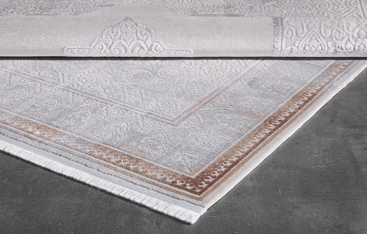 Gümüşsuyu Legro 11564 Bakır - Gri 8 mm Akrilik Yumuşak Yıkanabilir İnce Kaymaz Dikdörtgen Makine Dokuma Salon Halısı 150x230 cm
